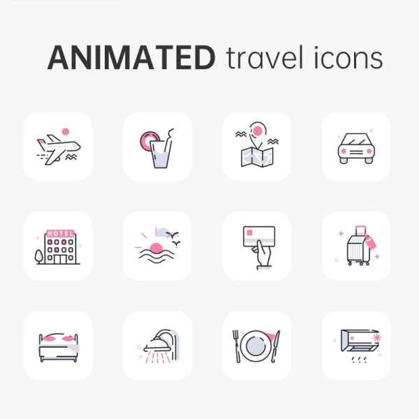 12款旅行出行矢量动画图标合集 Animated travel icons