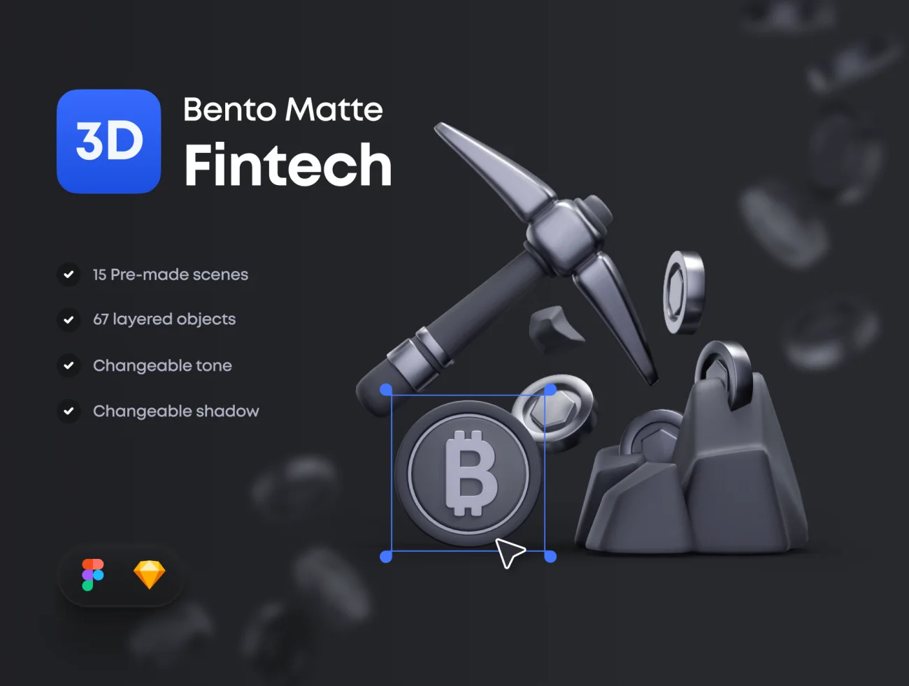 Bento 金融科技哑光3D图标元素场景创建套件 Bento Matte 3D Fintech插图3