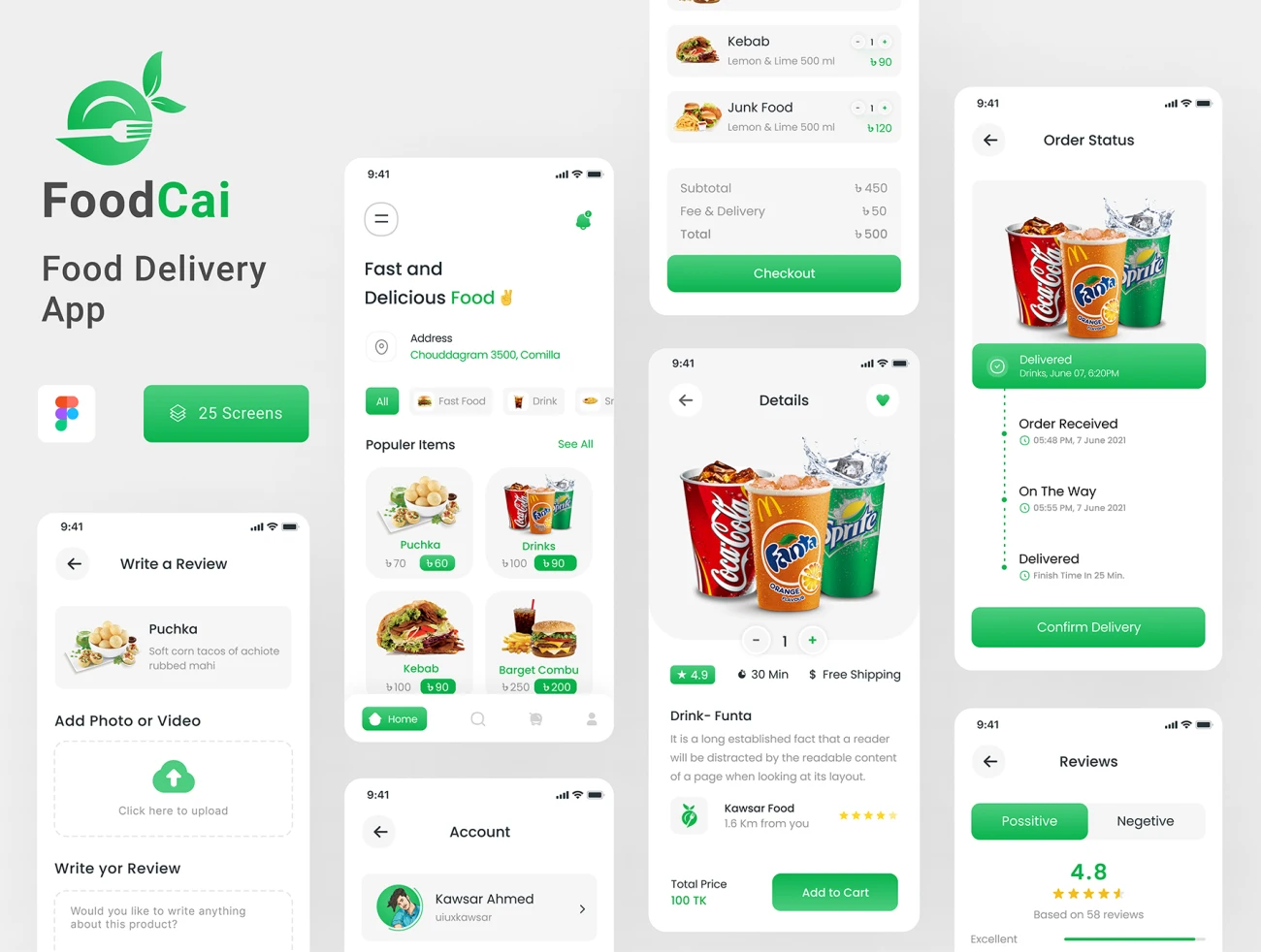 50个外卖点餐配送手机应用套件 FoodCai – Food Delivery Mobile App插图1