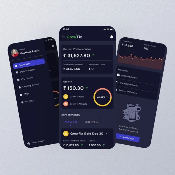加密货币金融贸易财务投资数据可视化仪表板 UI 套件 GrowFix Financial Dashboard UI Kit