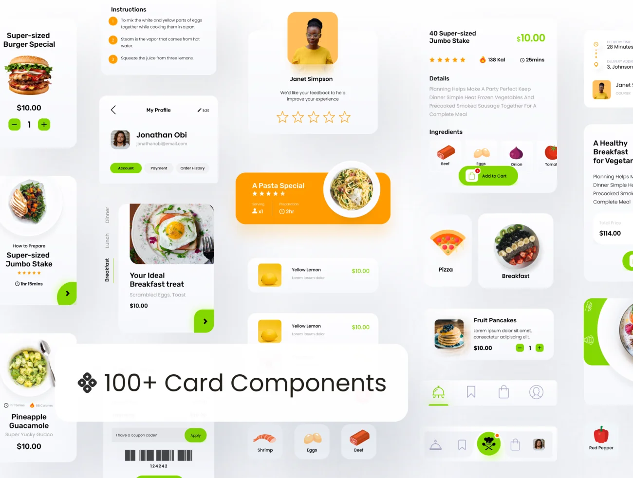 多功能食品点餐UI套件组件包 Grubr Food Card UI Kit插图5