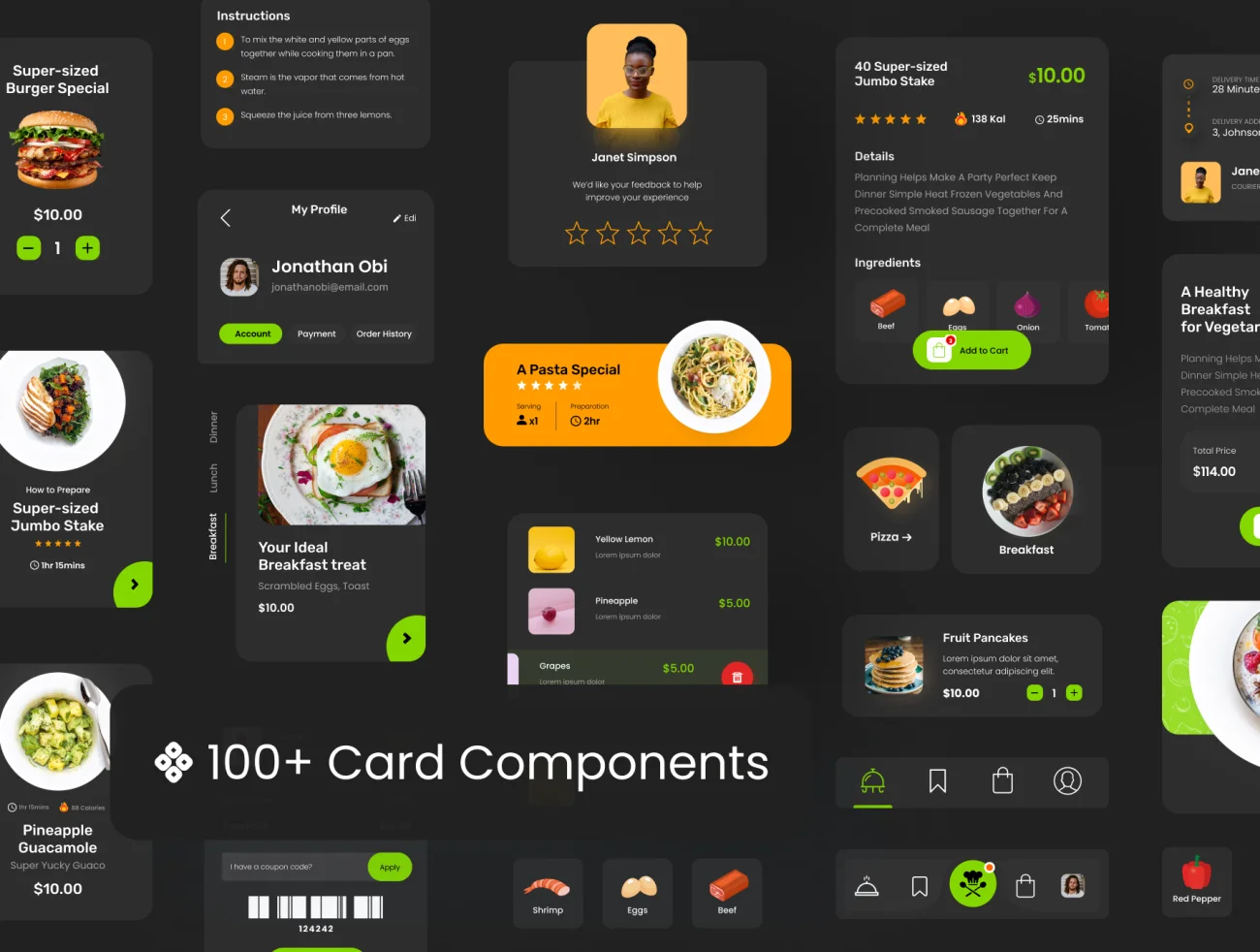 多功能食品点餐UI套件组件包 Grubr Food Card UI Kit插图7