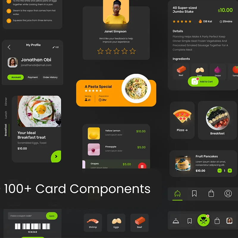 多功能食品点餐UI套件组件包 Grubr Food Card UI Kit缩略图到位啦UI