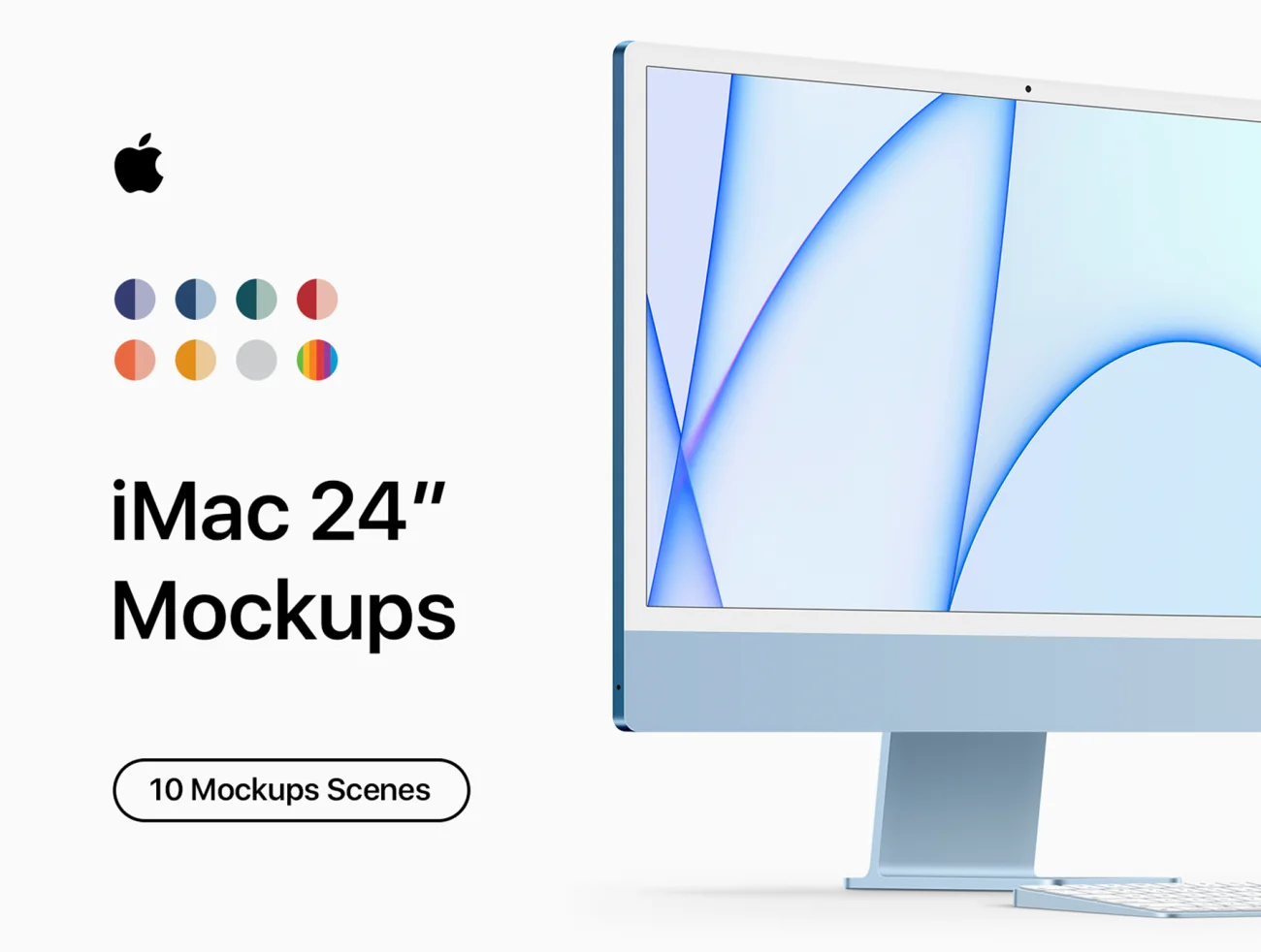 10款新款2021年24寸iMac电脑智能样机模型 iMac Mockups插图1