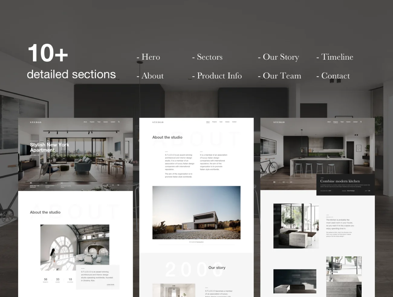 室内设计建筑工作室豪华风格网页模板 Interior & Architecture Web Template插图5