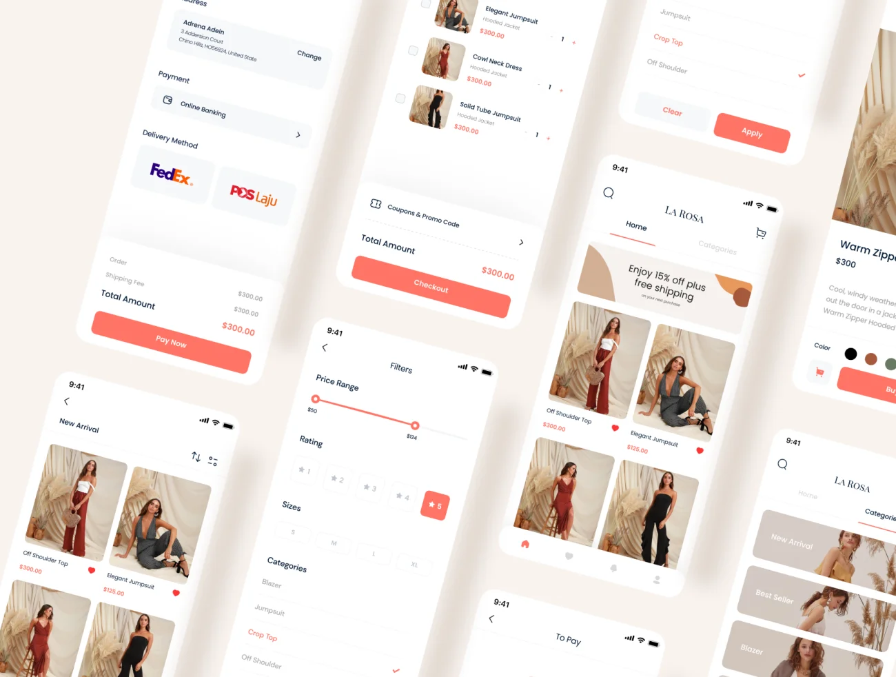 20屏女性时尚服饰箱包在线商店应用 UI 套件 La Rosa – Online Shop App UI Kit插图5