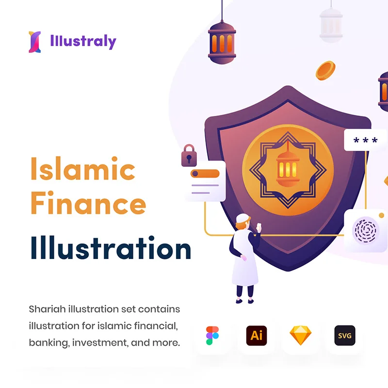 伊斯兰金融银行业办公创业投资理财插图集 Muamalah - Islamic Finance Illustration Set缩略图到位啦UI