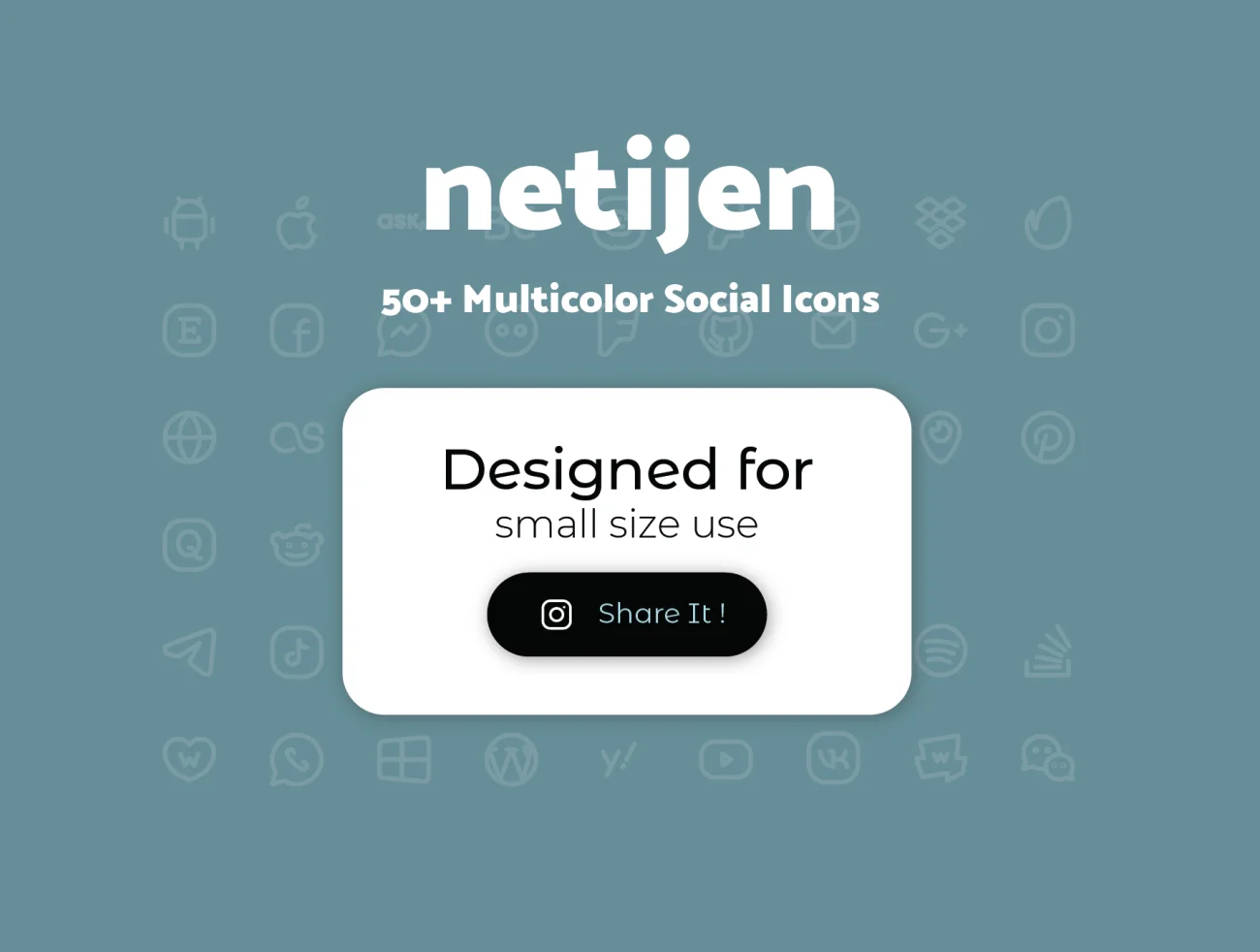 50个社交媒体图标多色线条uiux图标库 Netijen 50+ Social Icon UI Sets插图7
