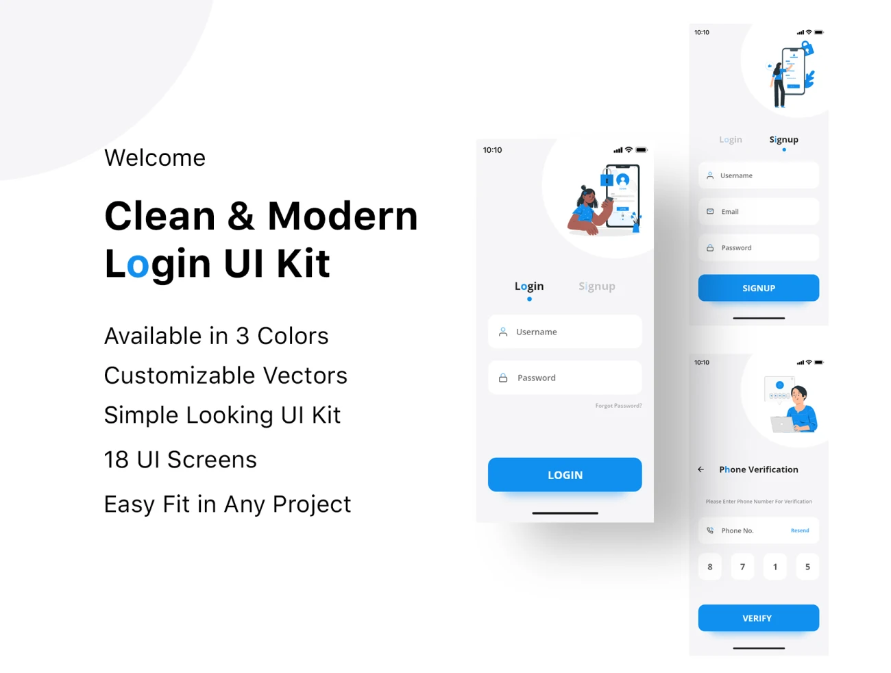 18屏简约现代的登录 UI 套件 Clean and Modern Login UI Kit插图1