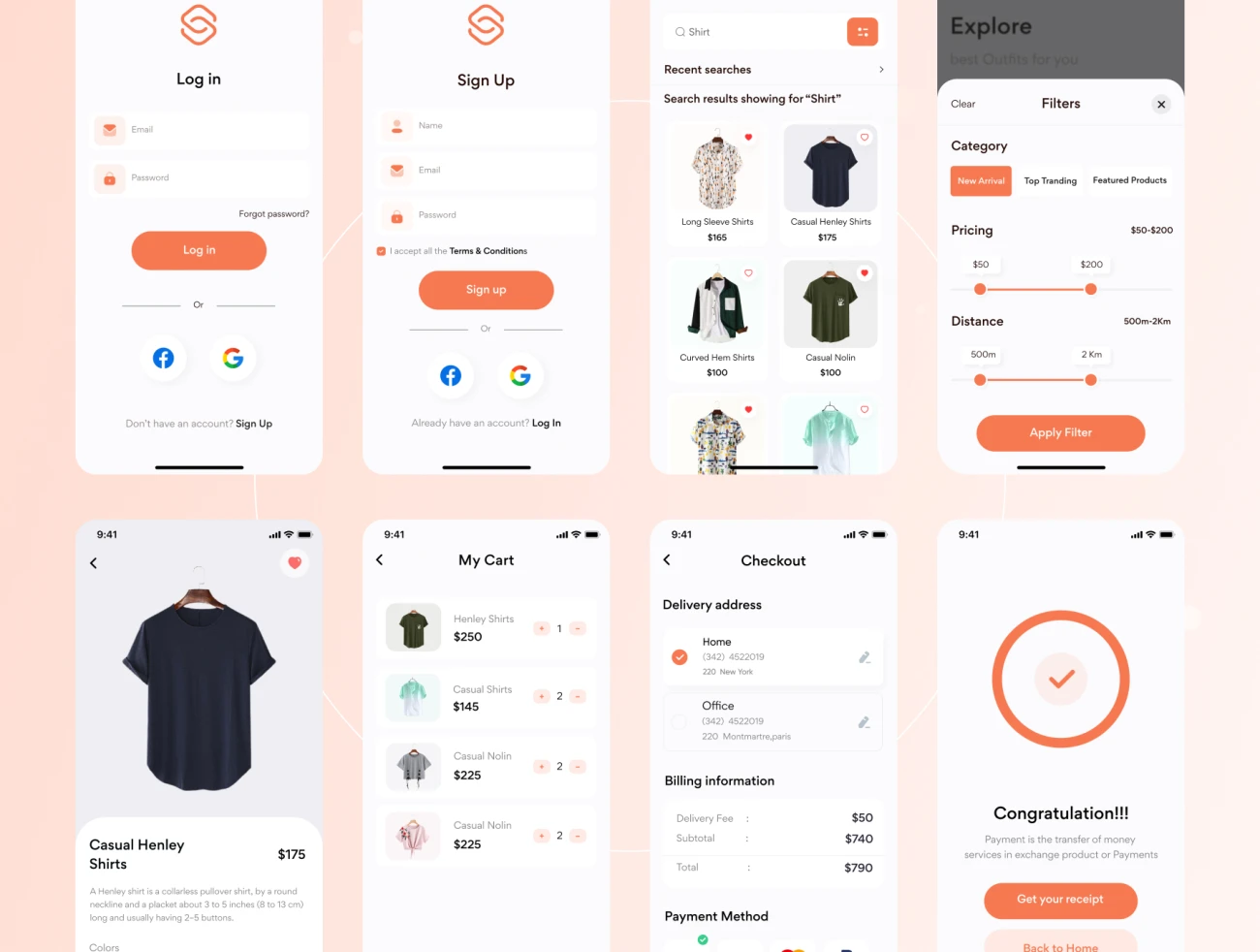 20屏幕服装电商APP Figma iOS UI 套件 Clothing E-Commerce App插图9