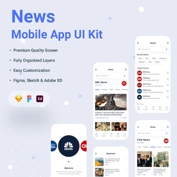 35屏新闻应用UI设计套件 News App UI kit