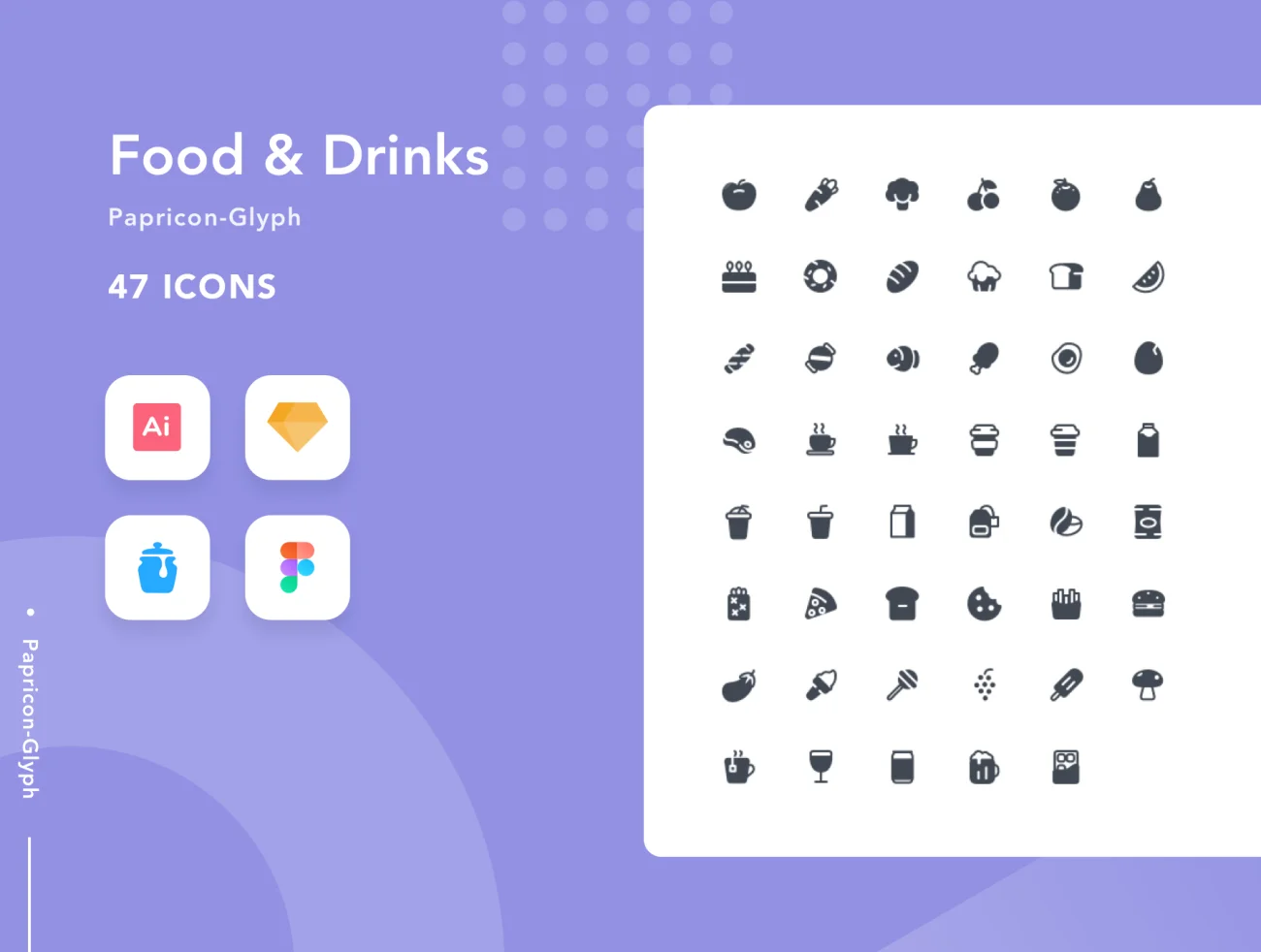47个食品和饮料图标合集 Food & Drinks – Papricon Glyph插图1
