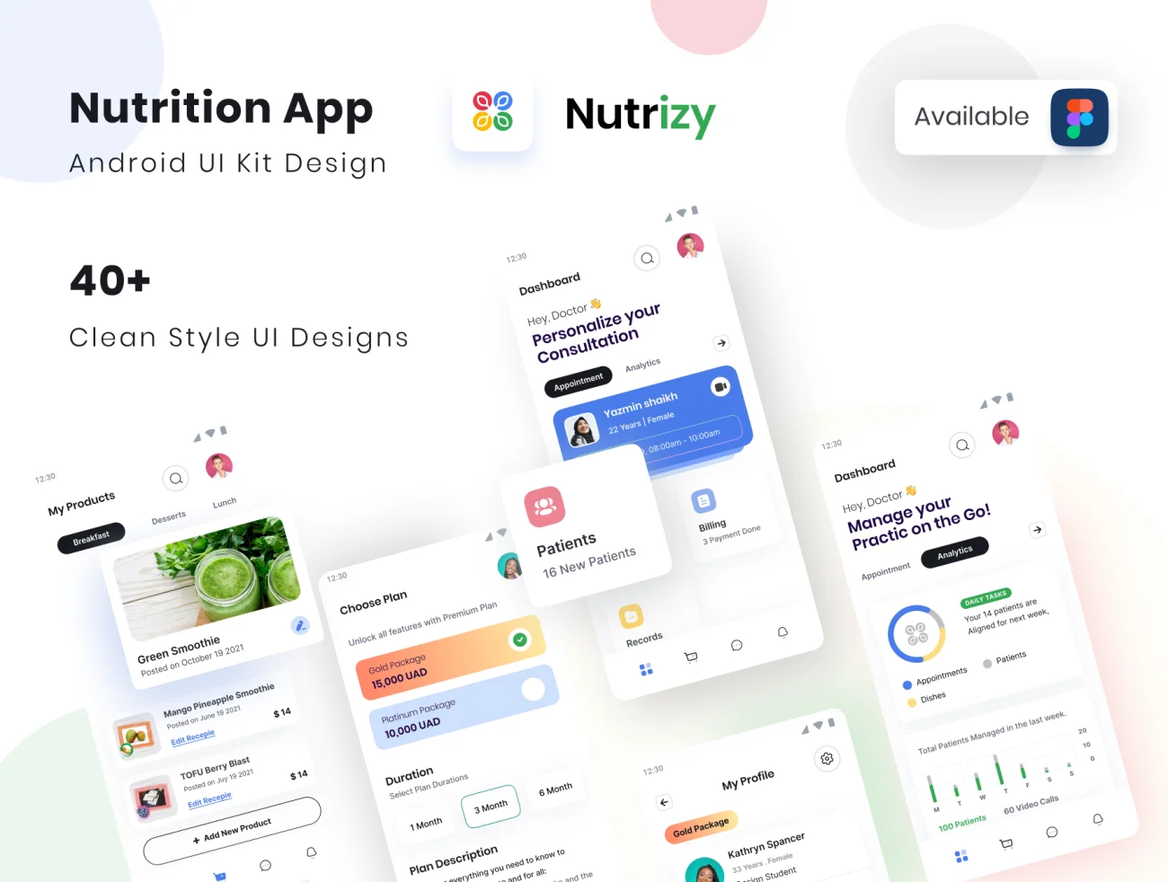 40屏完整版高级工作招聘求职应用UI设计套件 Nutrizy – Premium Job Finder App UI Kit插图1
