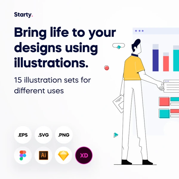 15幅适用于初创公司团队企业矢量插图 Starty - Startup Illustration Pack