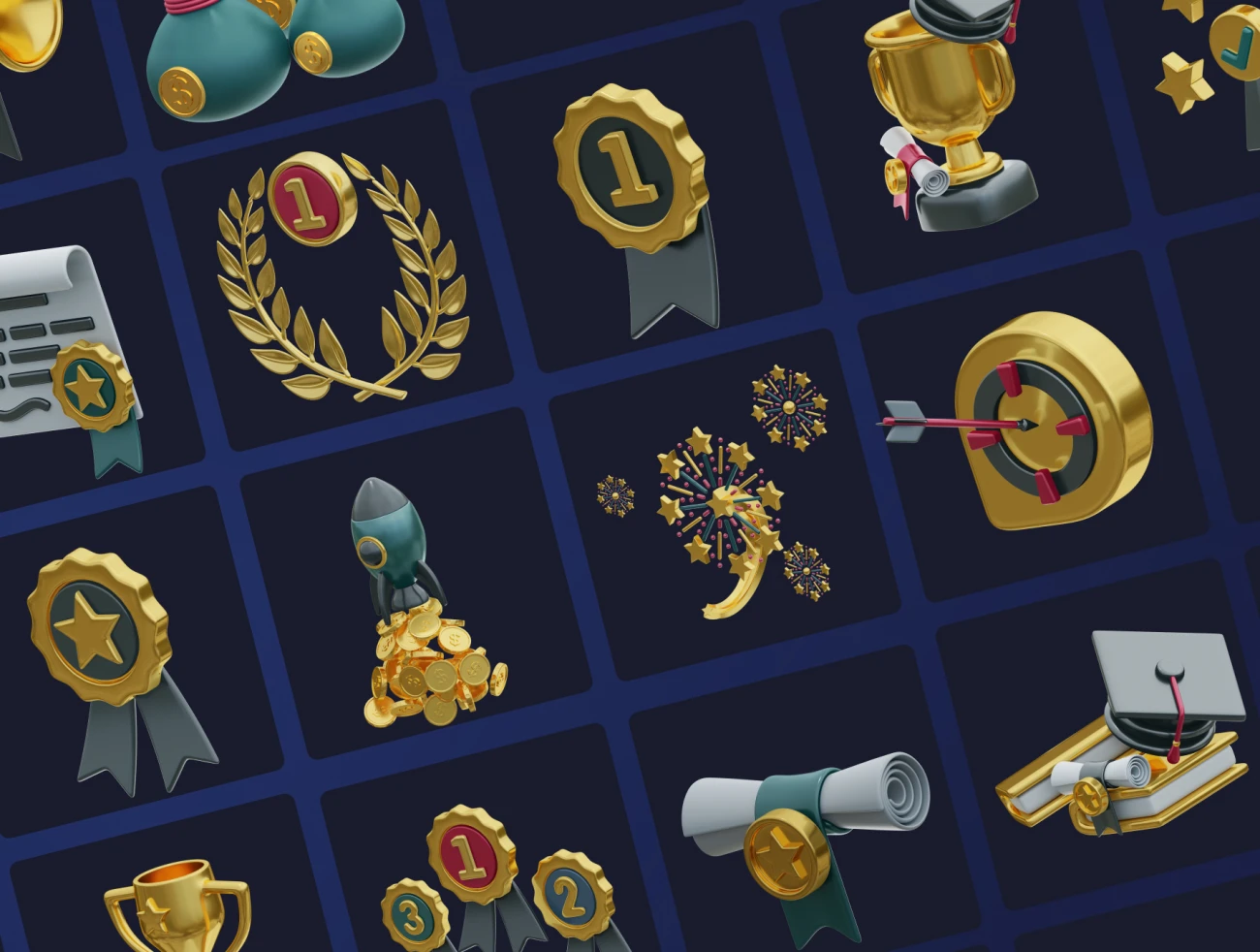 21个奖励成就3D图标合集 Reward & Success Icons插图15