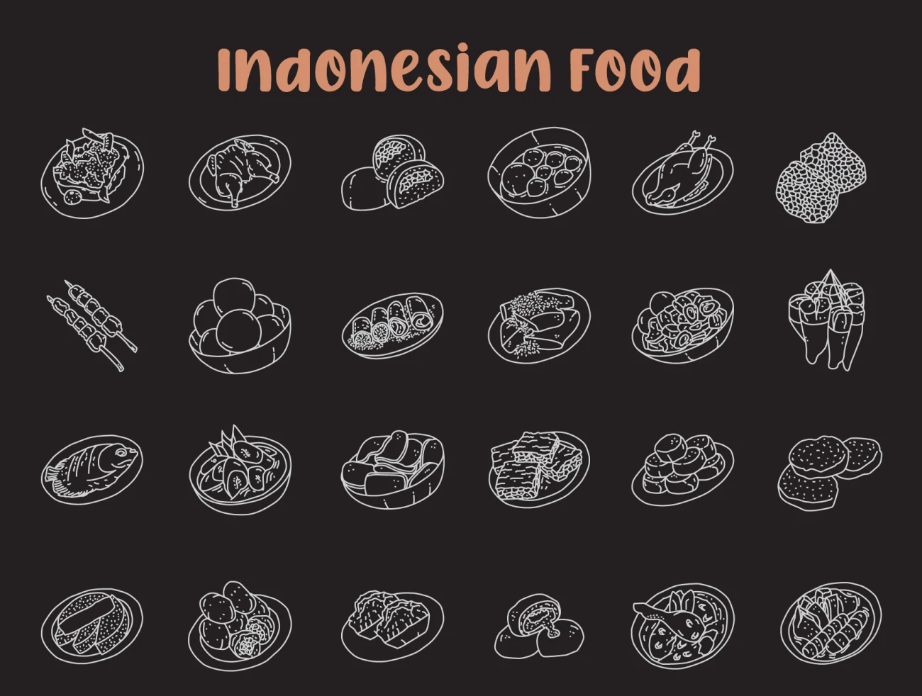 220个世界美食食品手绘插图图标 Food Illustration – Hand Drawn Icons插图9