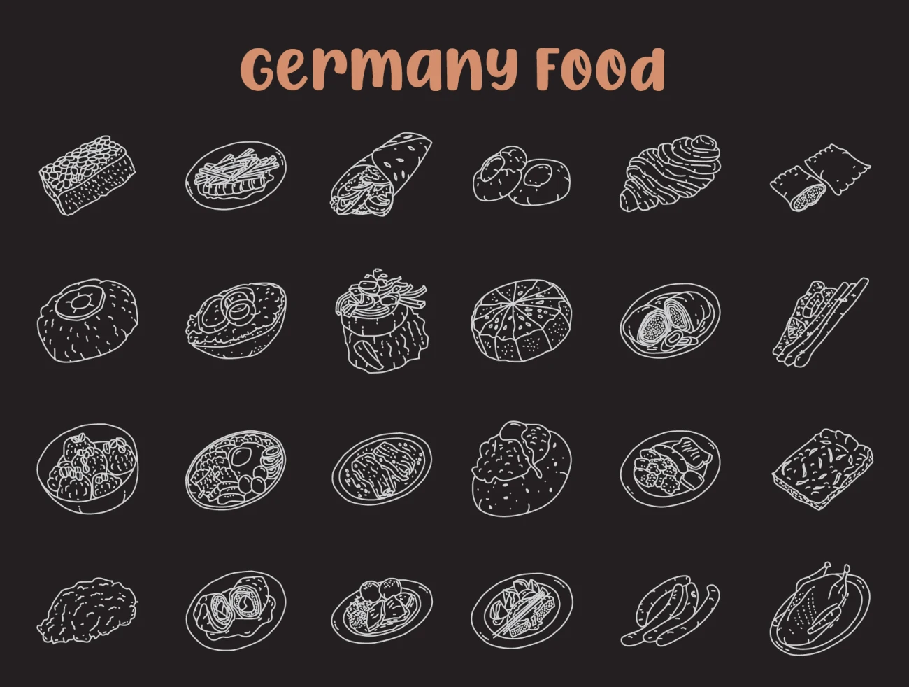 220个世界美食食品手绘插图图标 Food Illustration – Hand Drawn Icons插图11