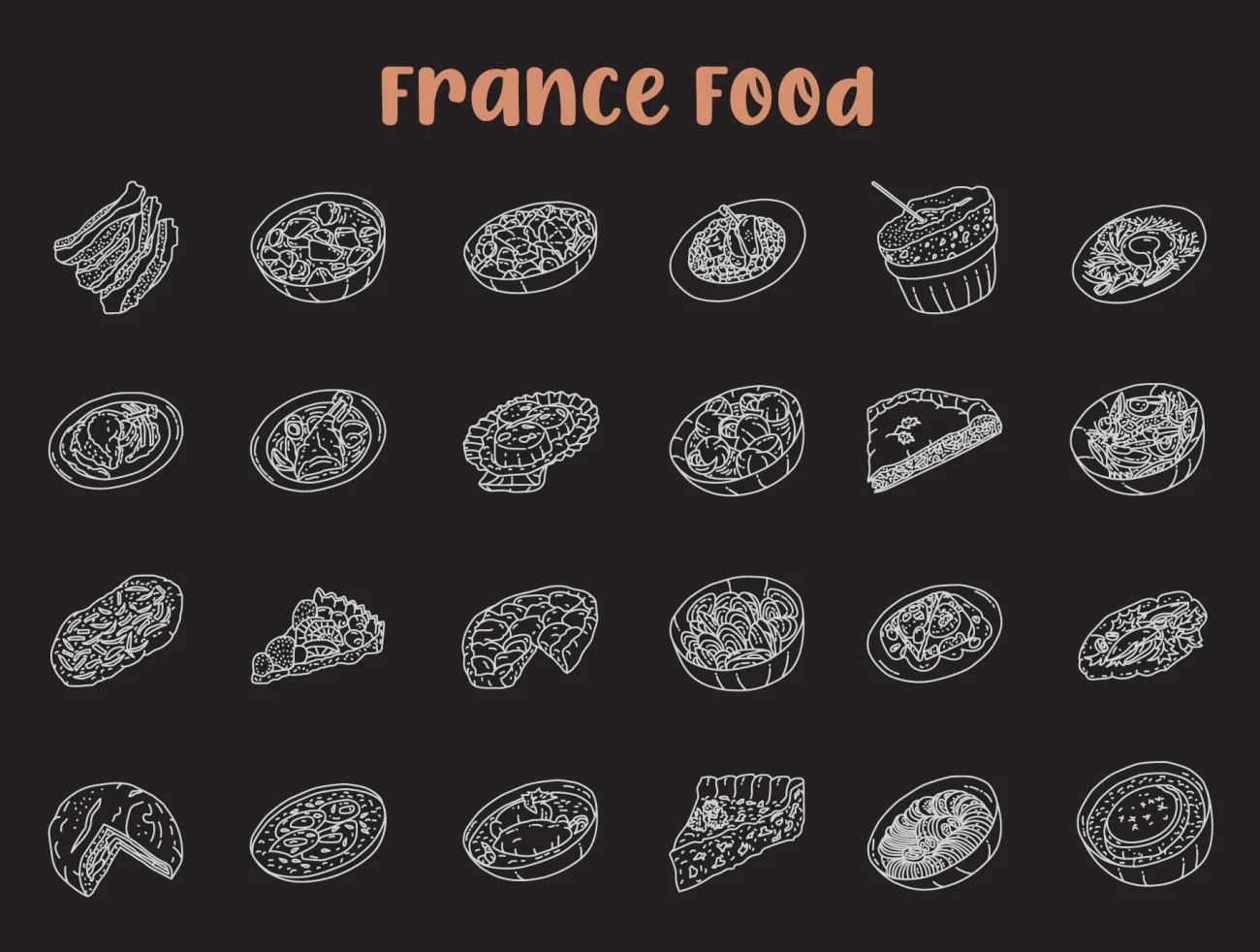 220个世界美食食品手绘插图图标 Food Illustration – Hand Drawn Icons插图13