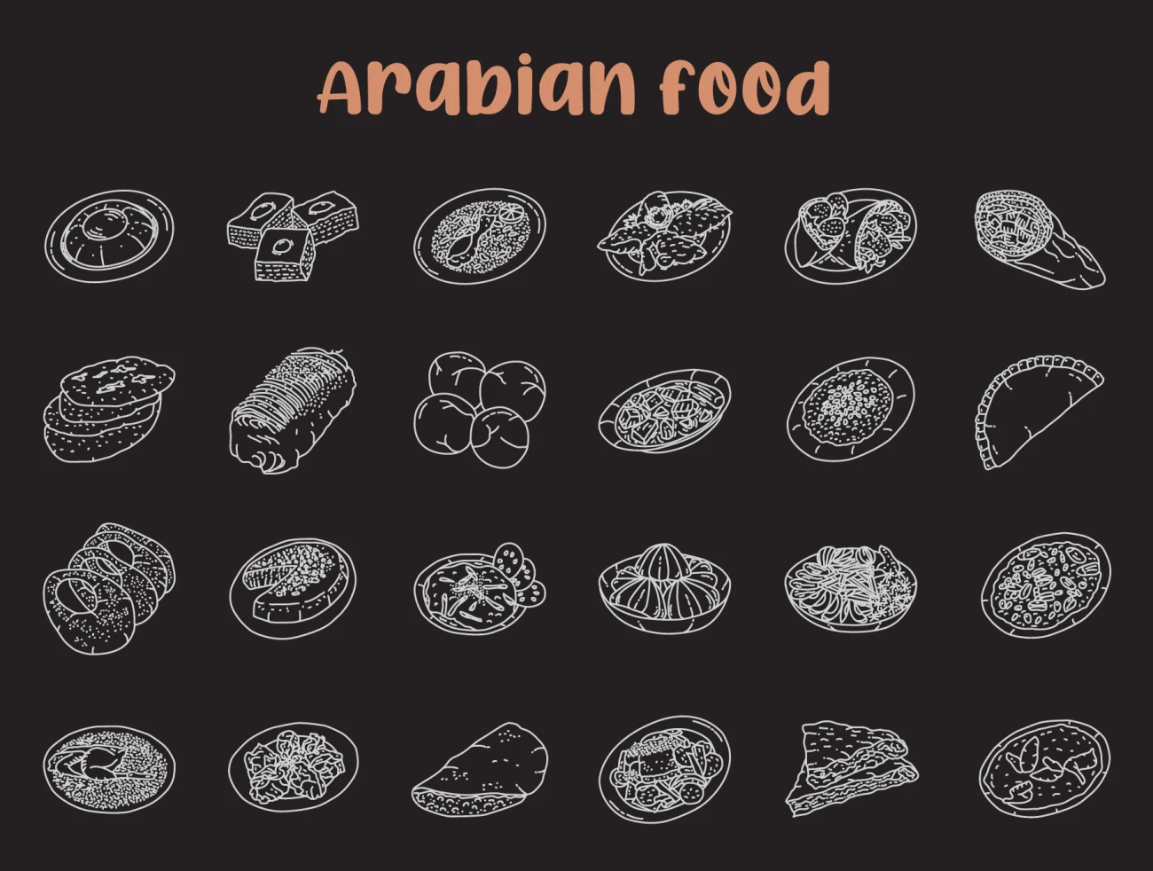 220个世界美食食品手绘插图图标 Food Illustration – Hand Drawn Icons插图15