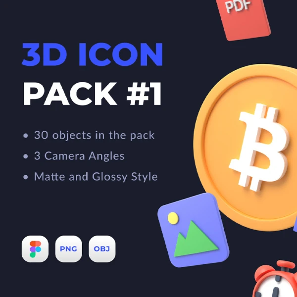 30个常用icon多彩多角度3D图标包合集1 3D Icon Pack #1