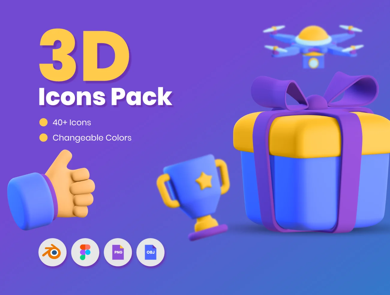 50款常用立体3D图标合集 50 3D Icons Pack插图1
