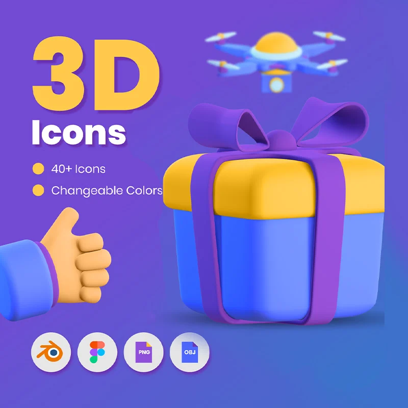 50款常用立体3D图标合集 50 3D Icons Pack缩略图到位啦UI
