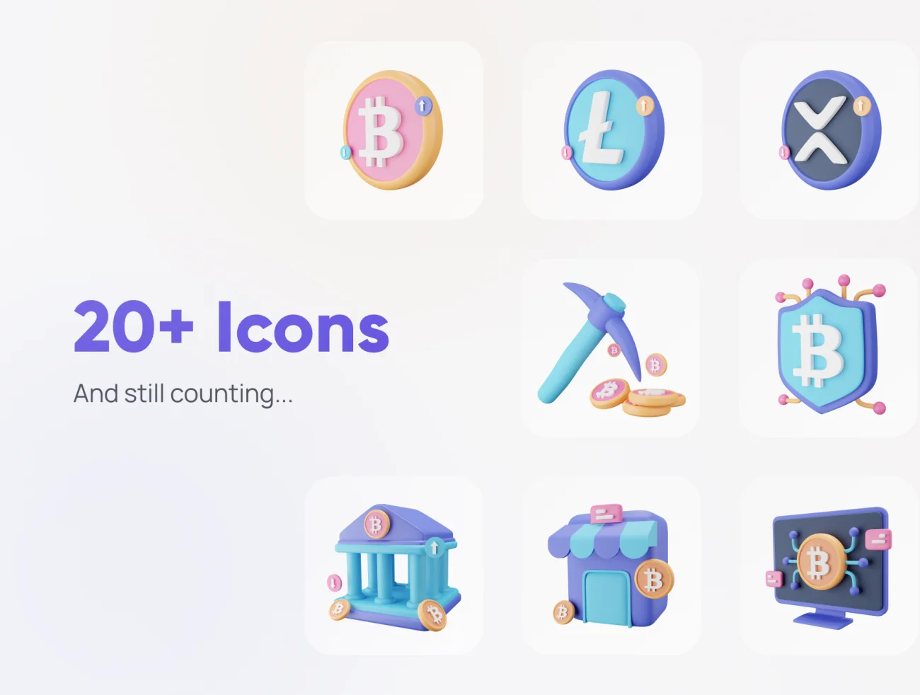 20款加密货币现代创意3D图标集 Coiny – Crypto 3D Icon Set插图13
