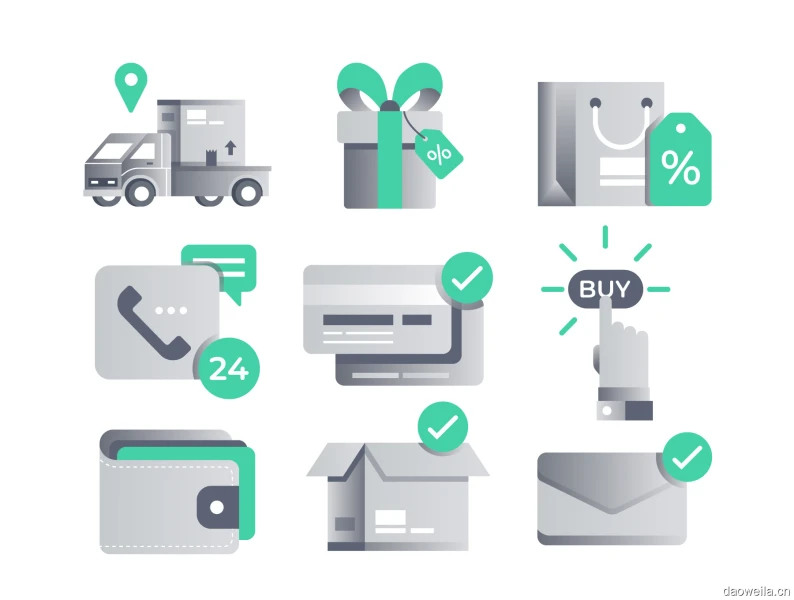24个快递物流电子商务矢量图标合集 Delivery _ E-Commerce Illustrative Icons