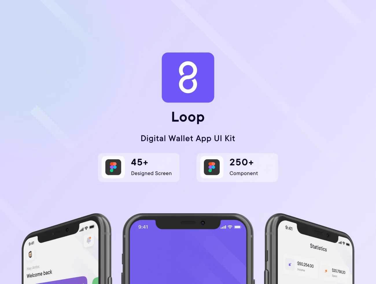 45屏电子钱包金融理财应用 Loop Wallet App UI Kit插图1
