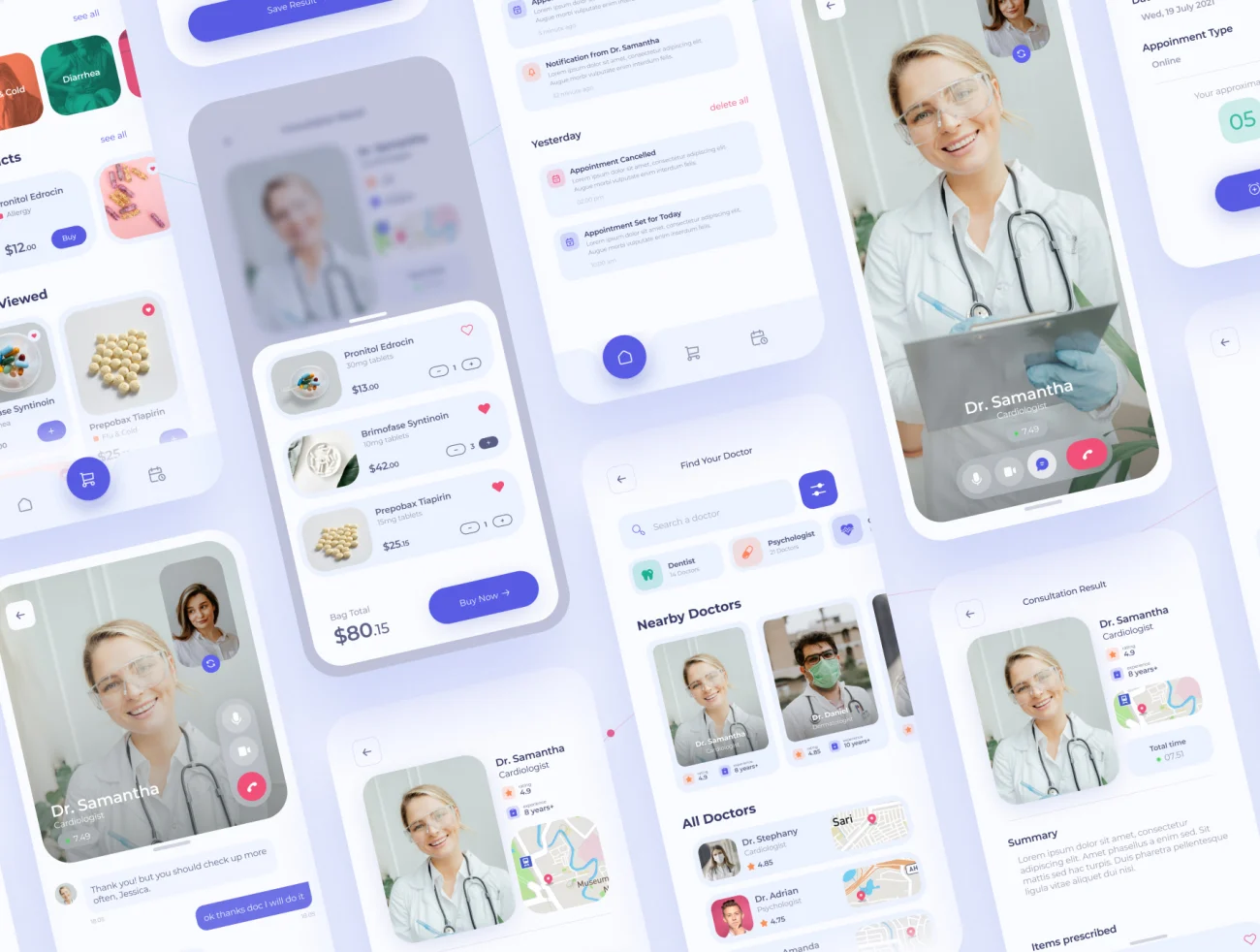 52屏在线医疗远程咨询应用程序 UI 套件 Online Doctor Consultation App UI Kit插图3