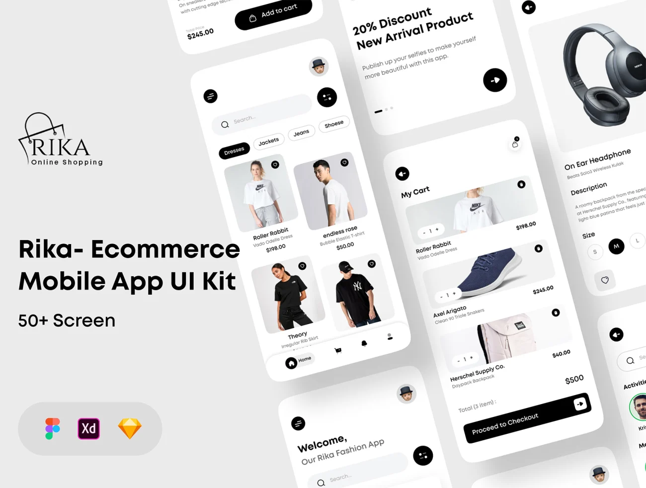 50屏时尚电商服饰电子产品应用 UI 套件 Rika – eCommerce Mobile App UI Kit插图1