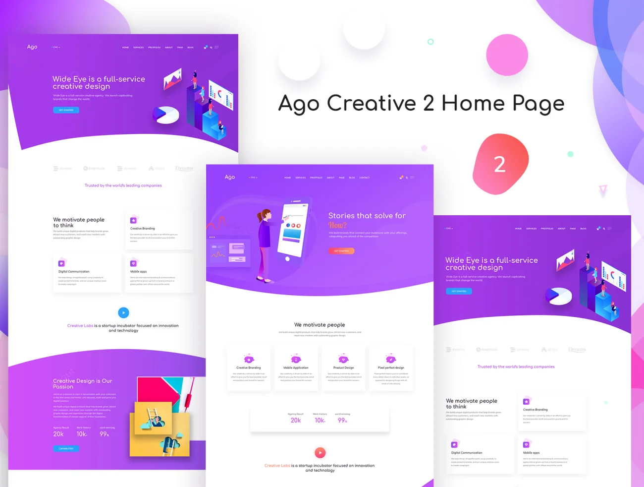 创意设计机构品牌代理企业网站模板 Ago – Creative Agency Template插图3