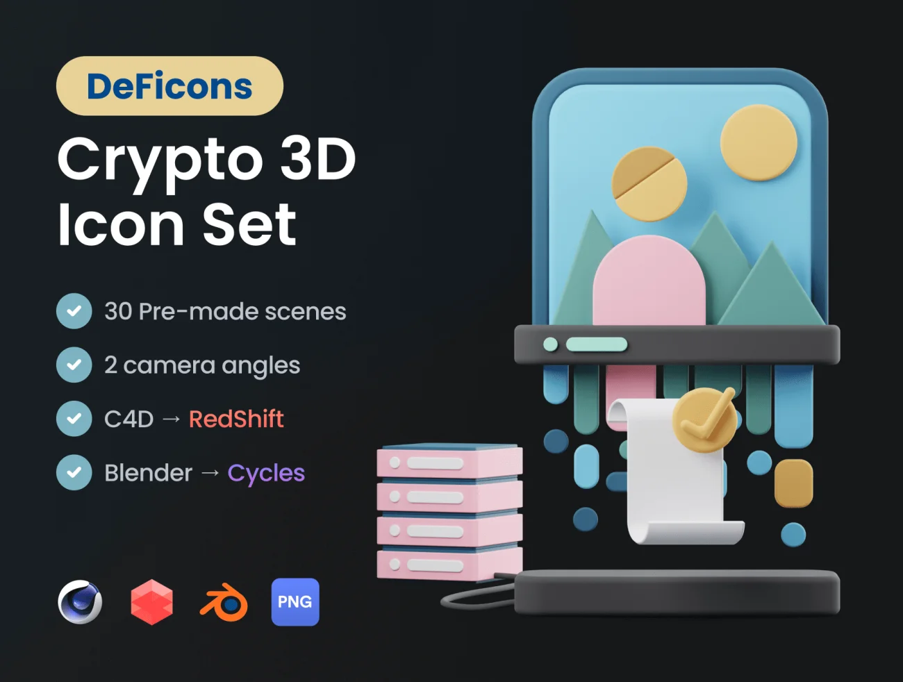 30款数字加密货币挖矿3D 图标 DeFicons – Crypto 3D Icon Set插图1