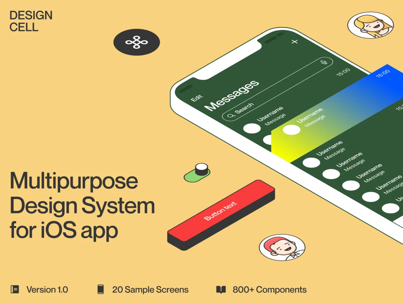 800组件iOS应用设计全能必备Ui组件包 Design Cell iOS UI Kit插图1