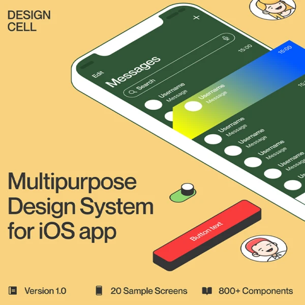 800组件iOS应用设计全能必备Ui组件包 Design Cell iOS UI Kit