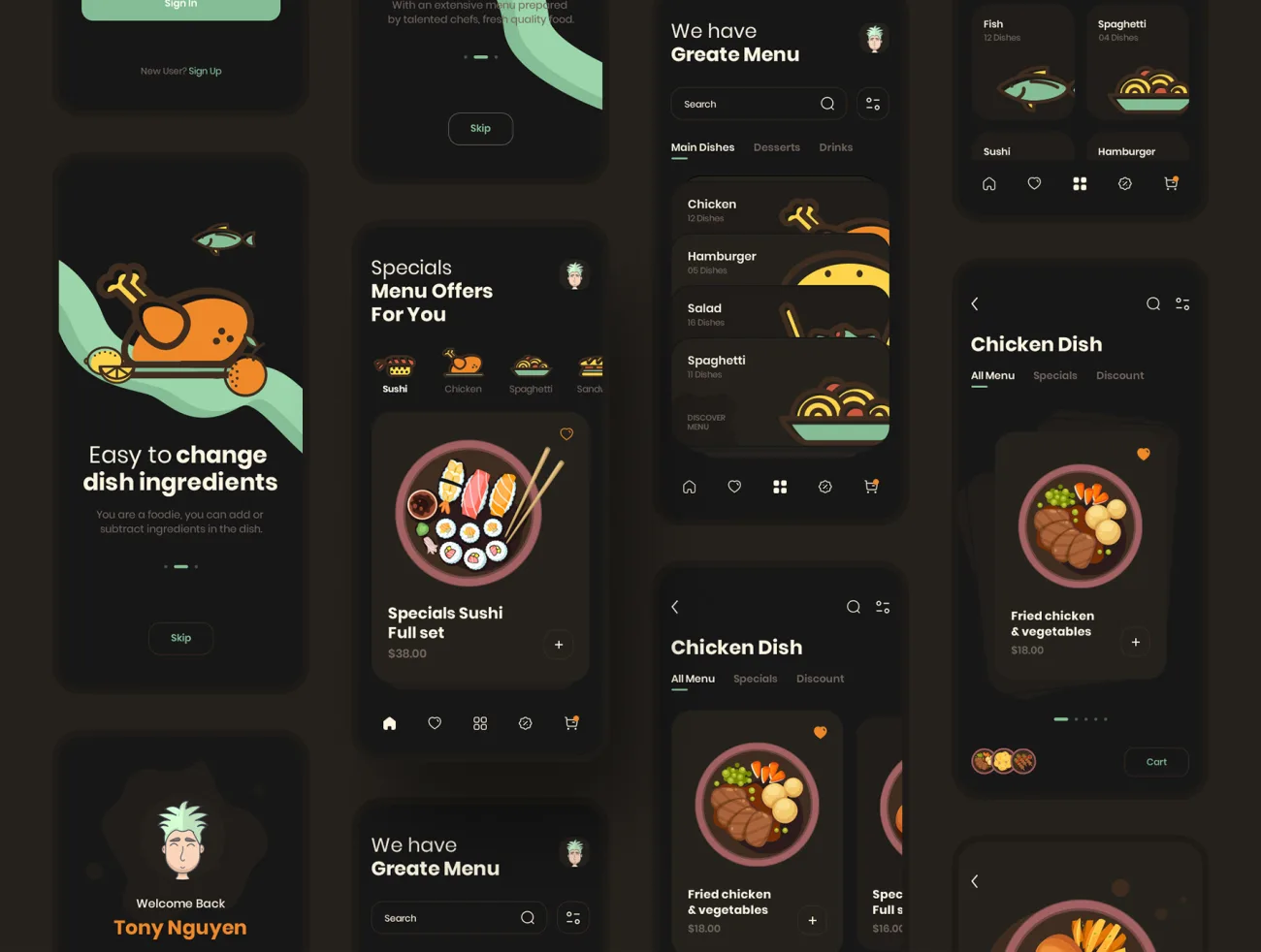 78屏外卖点餐配送应用 UI 套件 Foochi – Food Delivery App UI Kit插图13