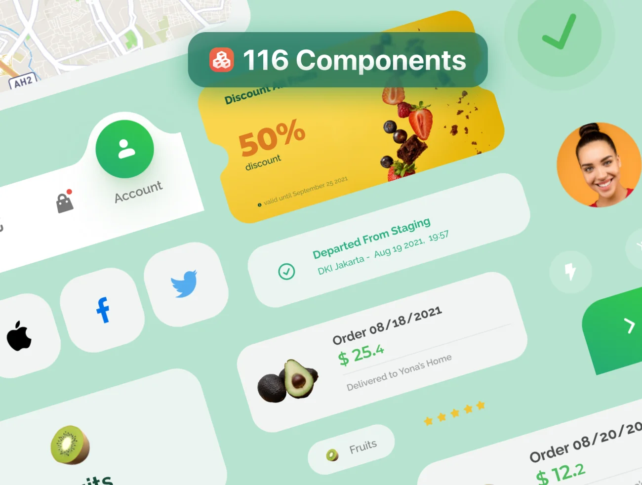 54屏在线生鲜蔬菜水果日常采购应用UI设计套件 Grofast – Online Grocery App UI Kit Light Mode插图7
