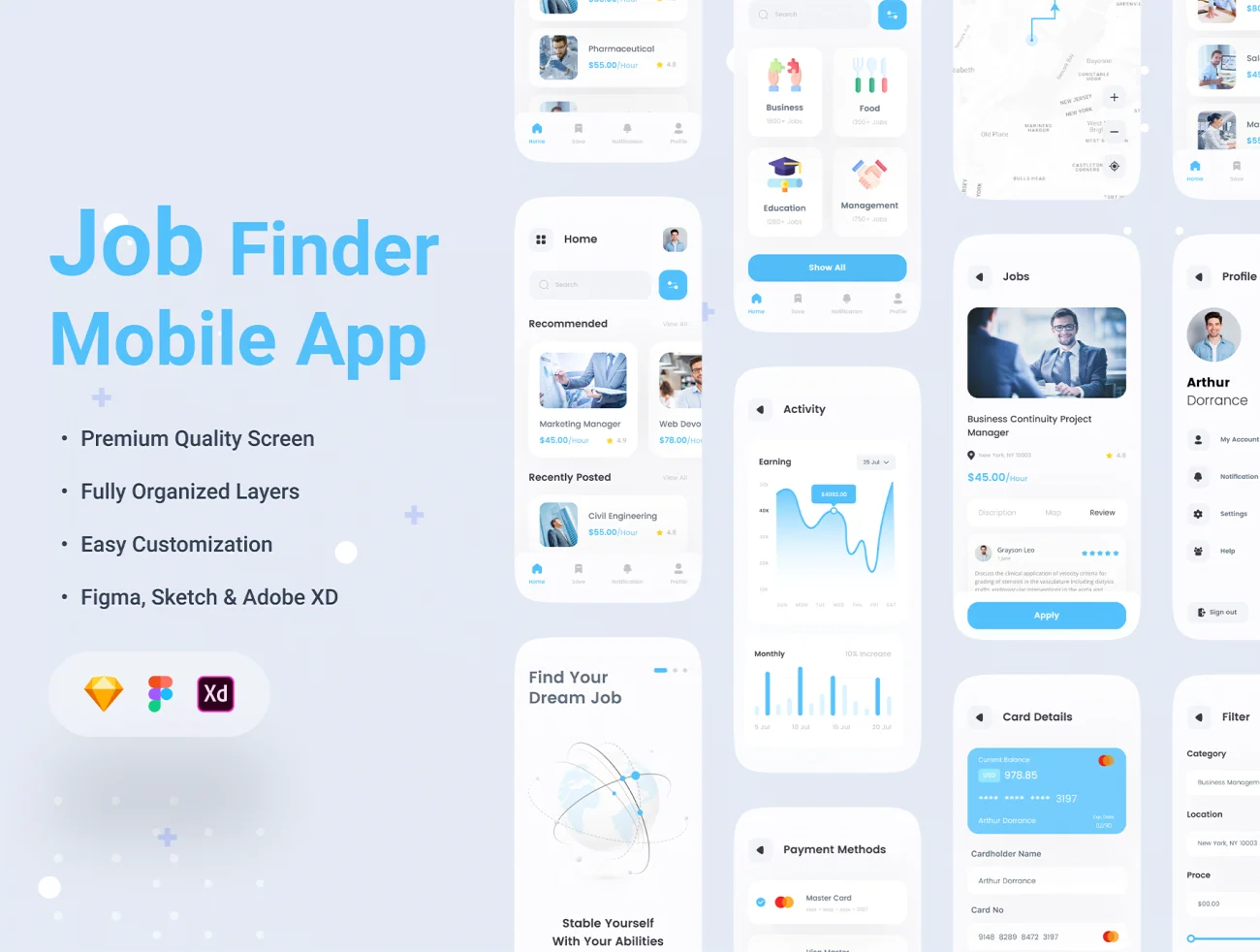 30屏求职招聘手机应用UI设计套件 Job Finder App插图3