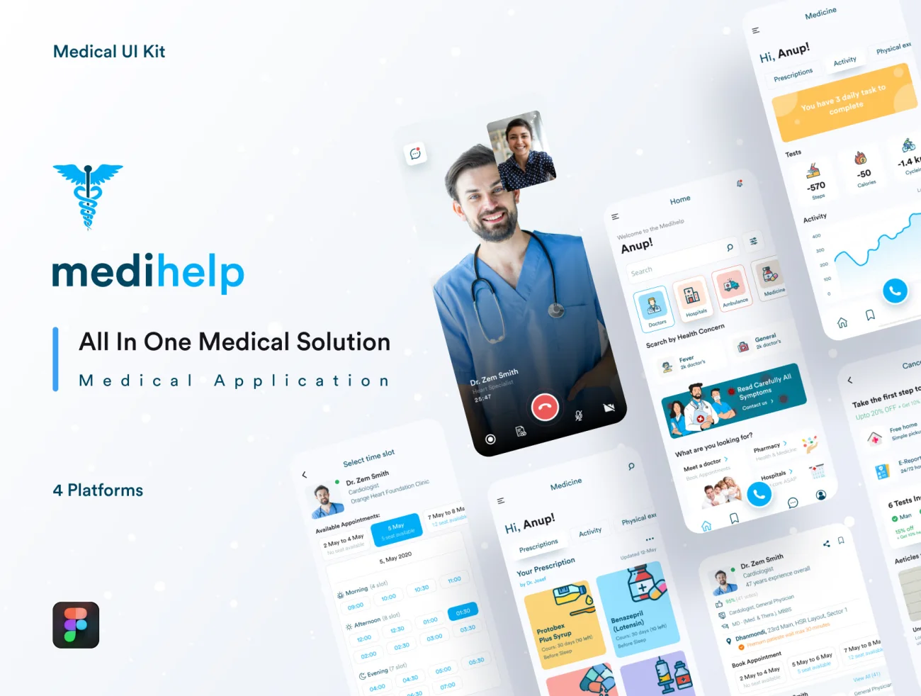 42屏全套在线医疗应用设计套件 Medihelp application插图1