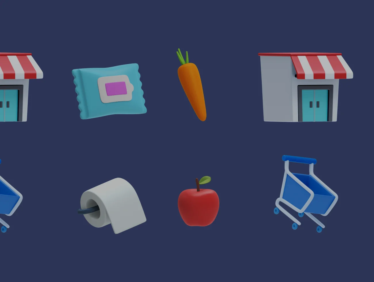 50个生鲜水果日用品生活物品采购3D图标 Reebie 3D Groceries Pack插图13