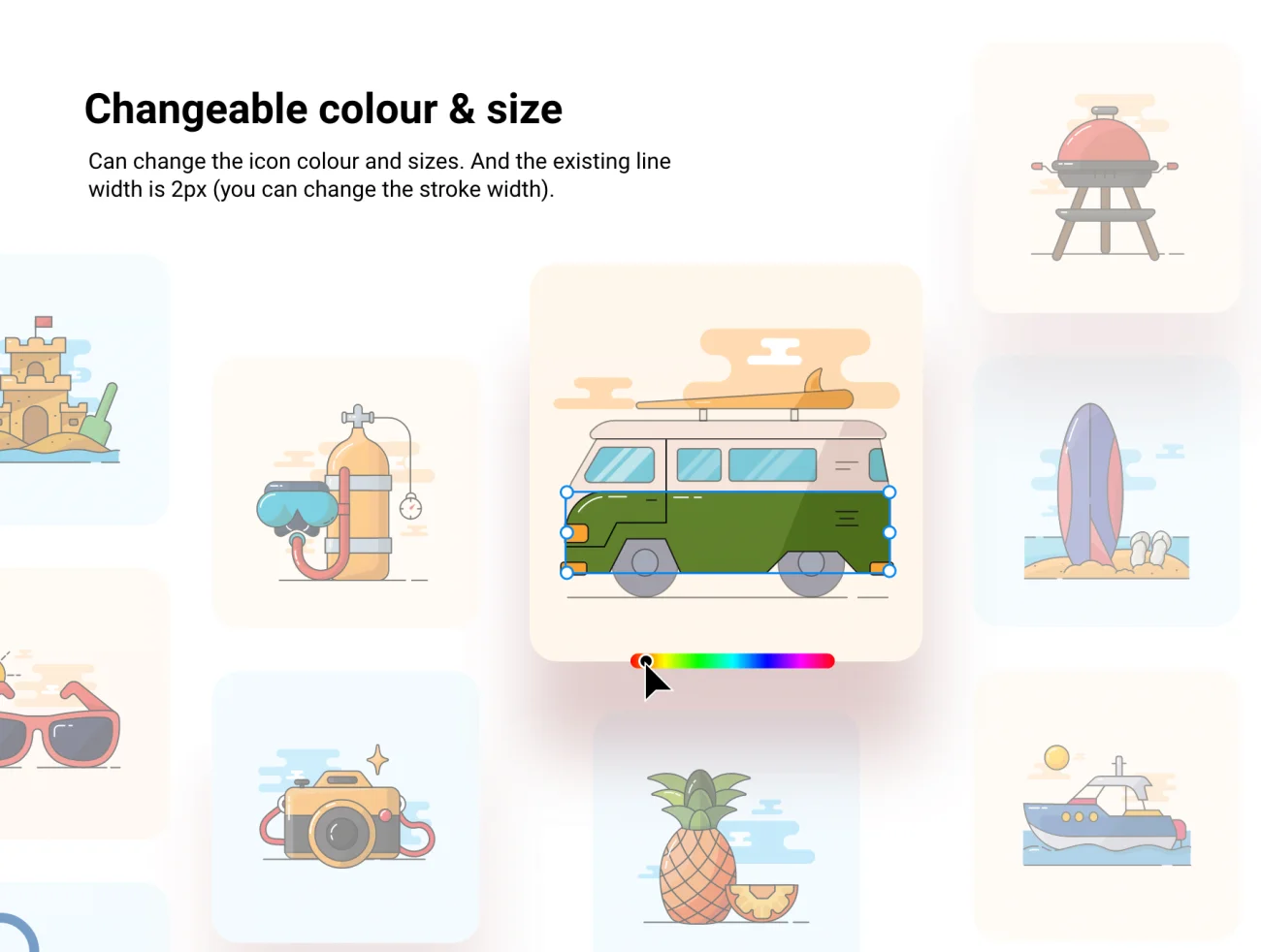 20款夏季假日旅游度假出行多彩图标合集 Summer holiday – Coloured icon set插图9