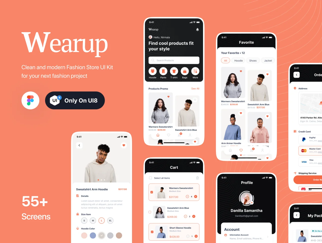 55屏电子商务应用Ui 套件 Wearup – eCommerce App Ui Kit插图1