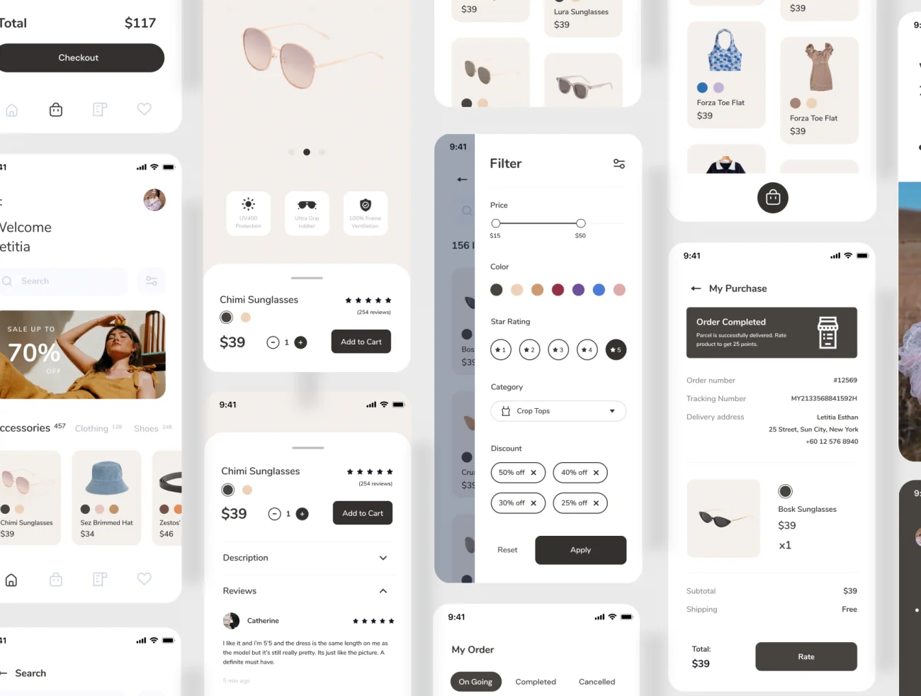 40屏电商网购平台应用 UI 设计工具包 Zivri – Online Shop Mobile App UI Kit插图5
