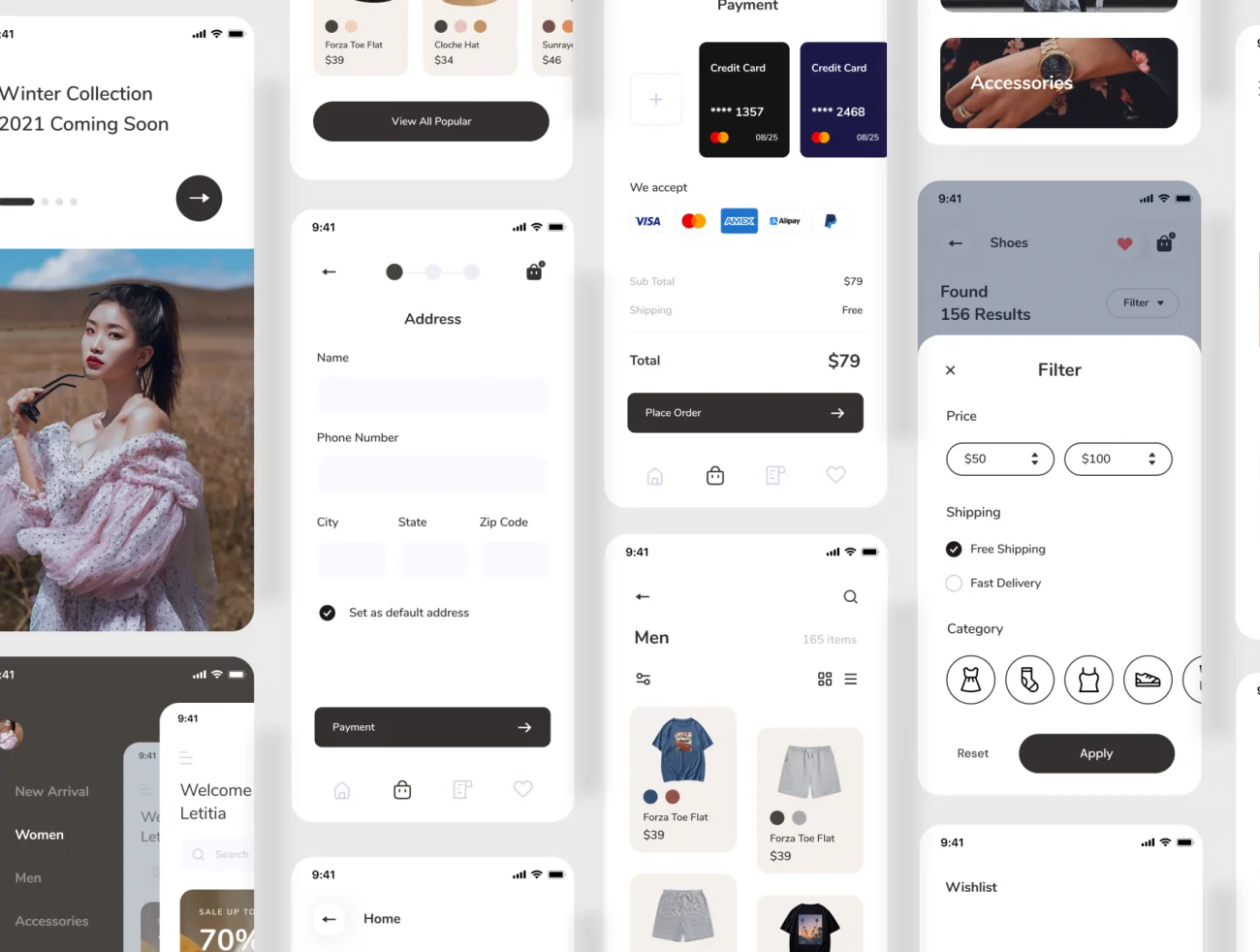 40屏电商网购平台应用 UI 设计工具包 Zivri – Online Shop Mobile App UI Kit插图7