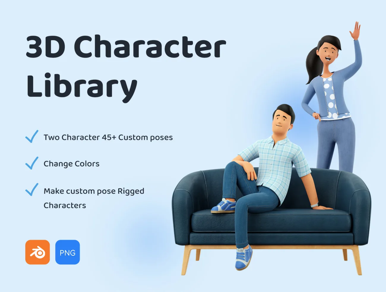 20款3D人物插图多姿势图库包 3D Character Illustration Pose Library Pa插图1