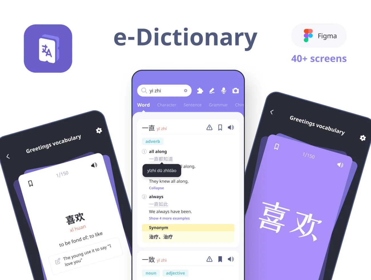 40屏电子词典用户界面设计套件在线翻译手写输入图片文字识别翻译 E-Dictionary UI Kit插图1