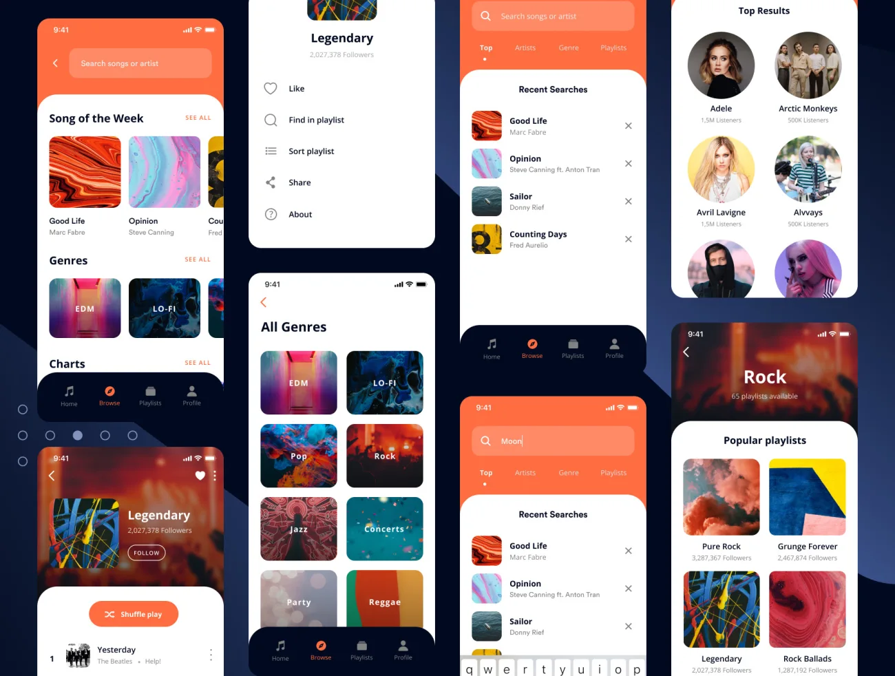 30屏现代高端音乐播放器应用UI套件 Musika – Music Player App UI Kit插图11
