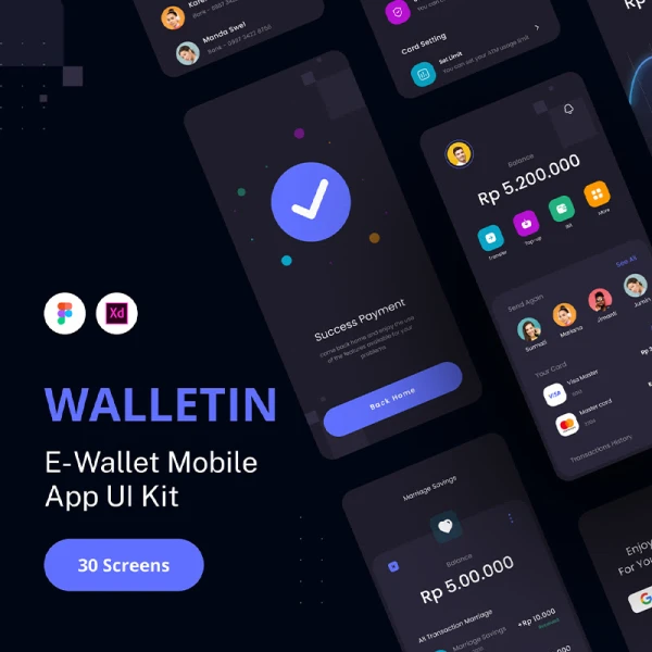 30屏股市金融资产管理电子钱包应用程序 WalletIn - E-Wallet App