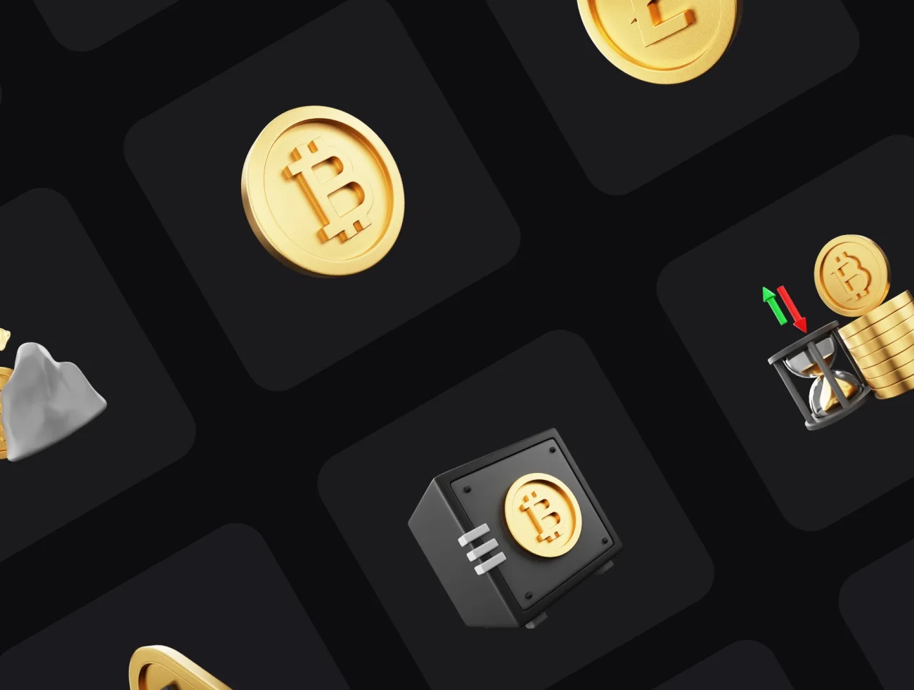 250款黑金配色数字虚拟加密货币3D图标 BlackGold - Cryptocurrency 3D Icon Pack-3D/图标、人物插画、商业金融、场景插画、插画、插画功能、虚拟货币、金融理财-到位啦UI