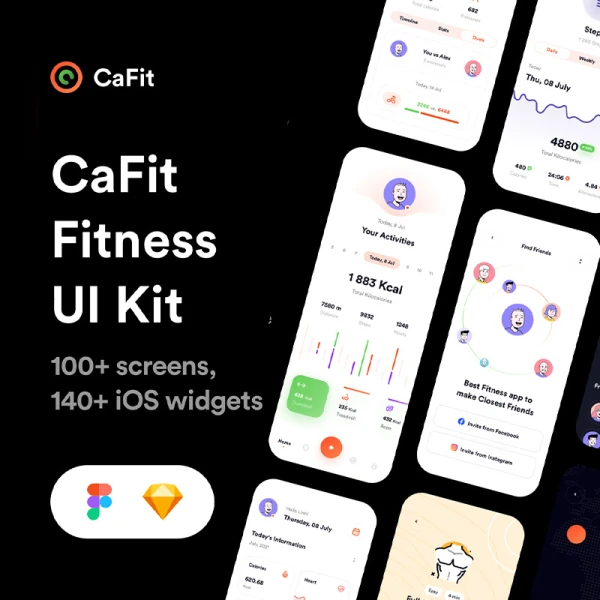 95屏健身UI套件 CaFit Fitness UI Kit